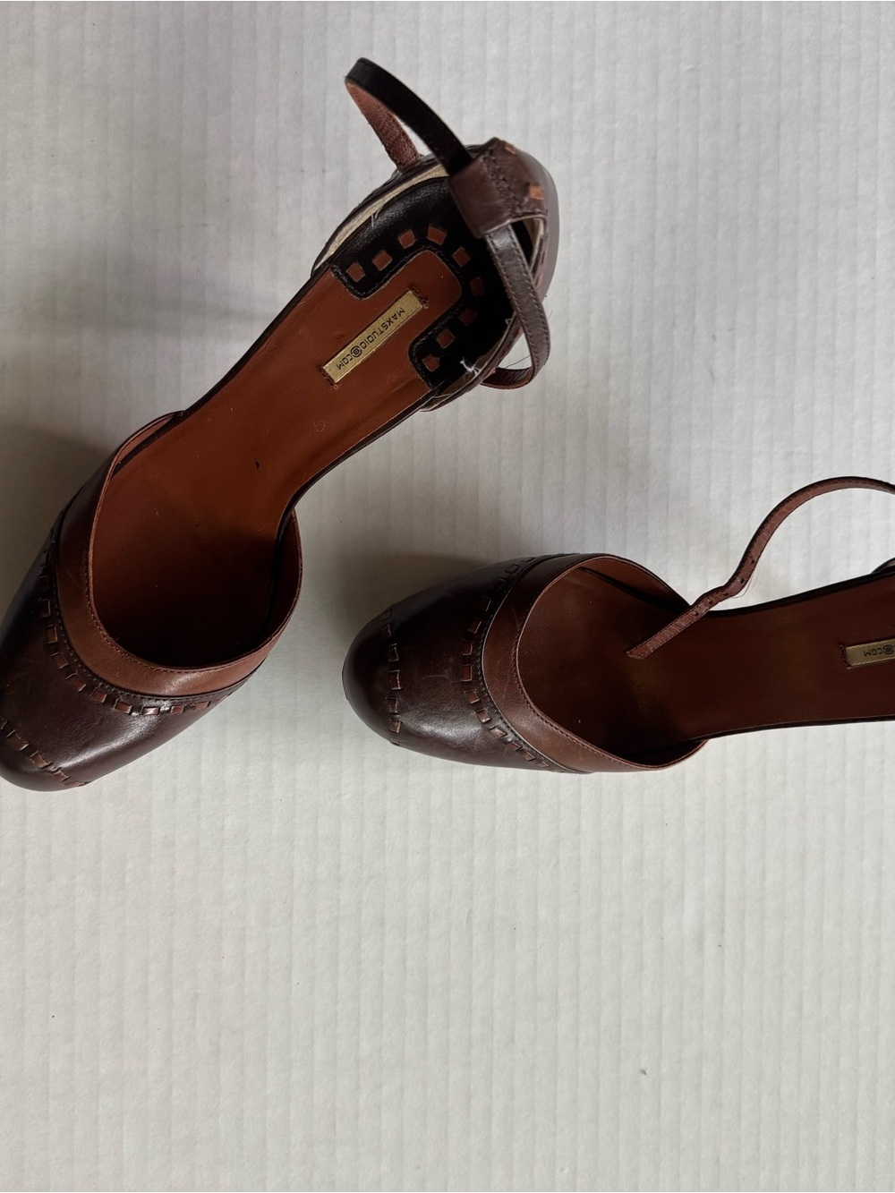 Max Studio Brown Leather Slingback Heels